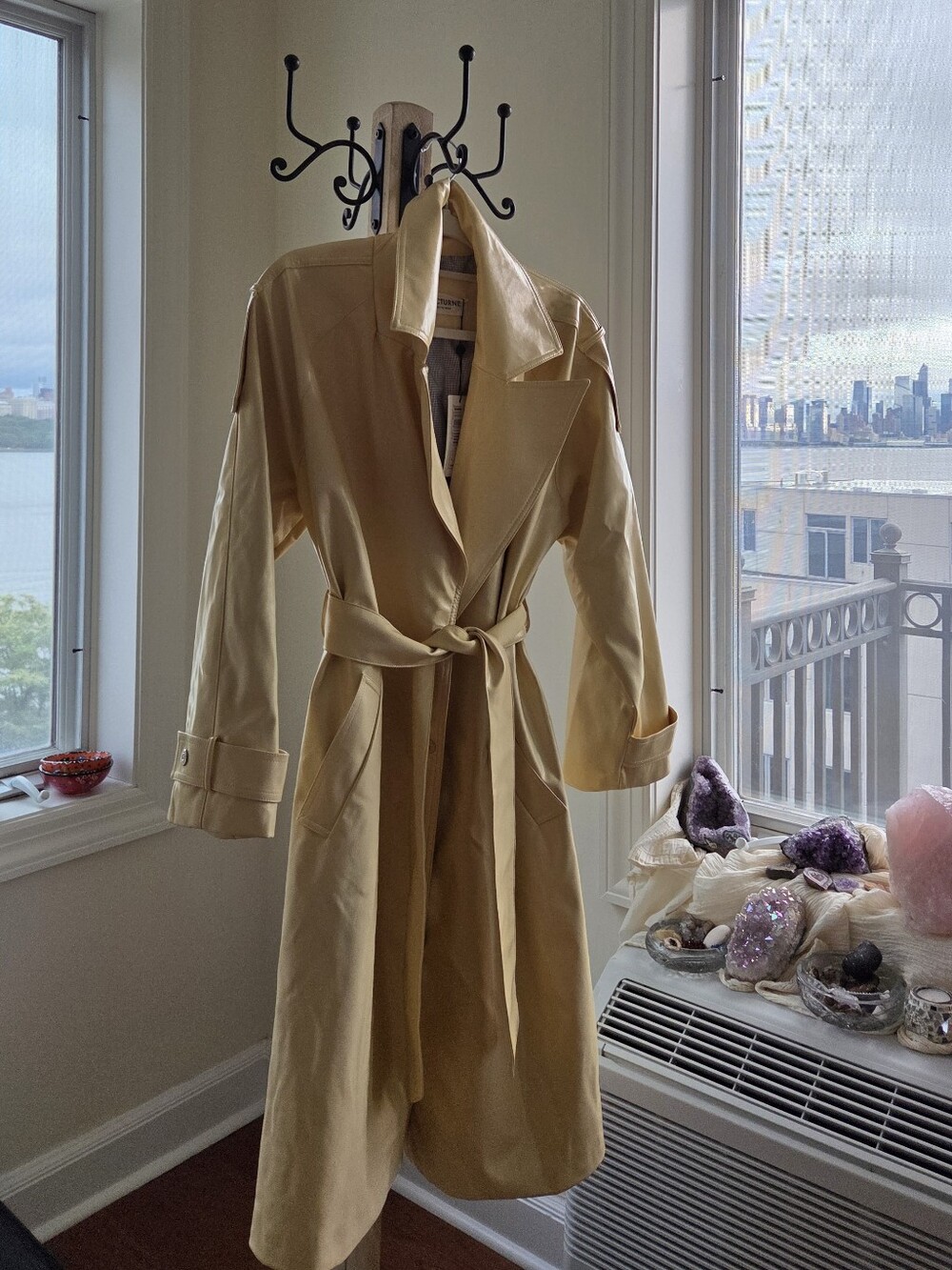 NOCTURNE Faux Leather Belted Trench Coat – NWT